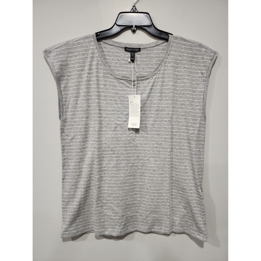 Eileen Fisher NWT Sleep Top Womens M Grey Sleeveless 100% Organic Cotton New